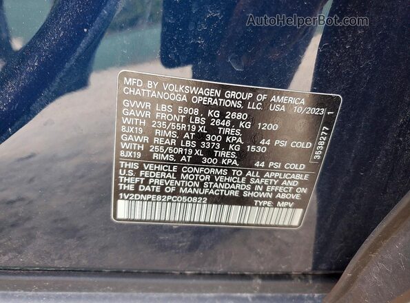 1V2DNPE82PC050822 2023 VOLKSWAGEN ID.4 Blue Vista de la etiqueta del VIN