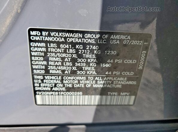 1V2GNPE81PC000295 2023 VOLKSWAGEN ID.4 Серый Вид наклейки с VIN-кодом