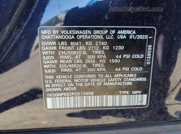1V2GNPE82PC013458 2023 VOLKSWAGEN ID.4 Black Вид наклейки з VIN-кодом