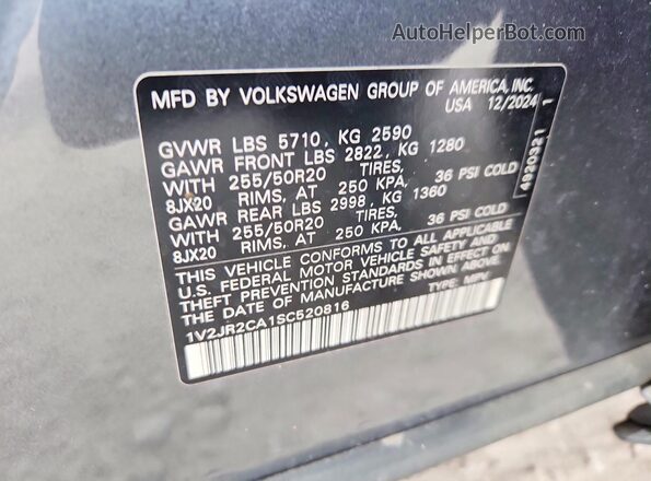 1V2JR2CA1SC520816 2025 VOLKSWAGEN ATLAS Gray Engine compartment view