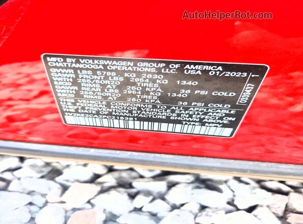 1V2KE2CA2PC215381 2023 VOLKSWAGEN ATLAS Red Вид підкапотного простору
