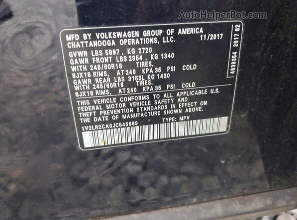 1V2LR2CA0JC545889 2018 VOLKSWAGEN ATLAS Black VIN կոդի պիտակի տեսք