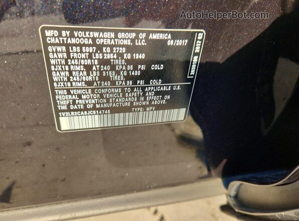 1V2LR2CA8JC514745 2018 VOLKSWAGEN ATLAS Black Widok komory silnika