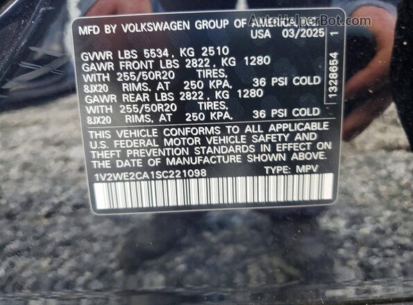 1V2WE2CA1SC221098 2025 VOLKSWAGEN ATLAS Black VIN կոդի պիտակի տեսք