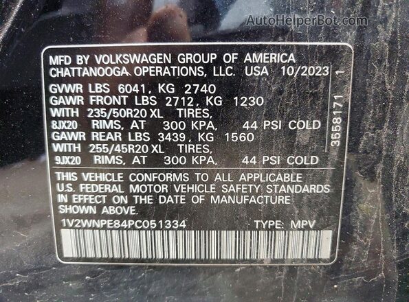 1V2WNPE84PC051334 2023 VOLKSWAGEN ID.4 Black VIN sticker view