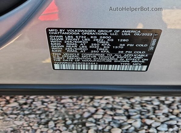 1V2WR2CA5RC522441 2024 VOLKSWAGEN ATLAS Silver Widok wnętrza 360 stopni