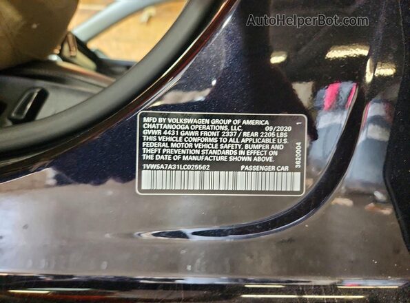 1VWSA7A31LC025562 2020 VOLKSWAGEN PASSAT Black Vista del compartimento del motor