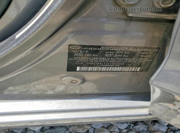 5NPD84LF2LH512058 2020 HYUNDAI ELANTRA Серый Вид наклейки с VIN-кодом