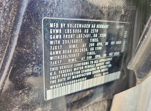 WVGBV7AX0HK049354 2017 VOLKSWAGEN TIGUAN Black VIN sticker view