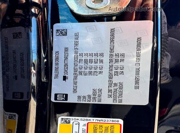 1GKS2BKT7NR237808 2022 GMC YUKON Black Вид задніх сидінь