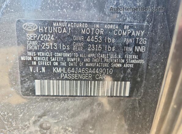 KMHL64JA6SA449010 2025 HYUNDAI SONATA Gray Вид наклейки з VIN-кодом