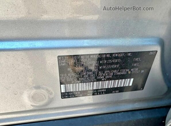 4T3RWRFV2SU201815 2025 TOYOTA RAV4 Silver Rear interior view