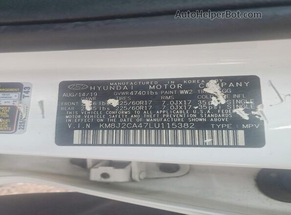 KM8J2CA47LU115382 2020 HYUNDAI TUCSON White 360 interior view