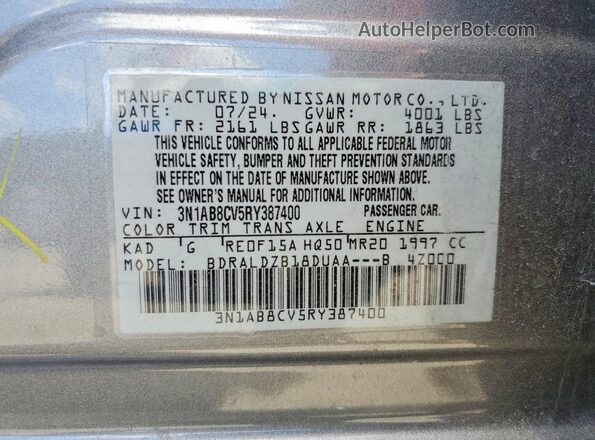 3N1AB8CV5RY387400 2024 NISSAN SENTRA Gray Widok naklejki z numerem VIN