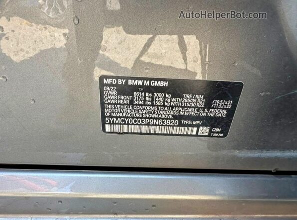 5YMCY0C03P9N63820 2023 BMW X6 Gray Widok wnętrza z tyłu