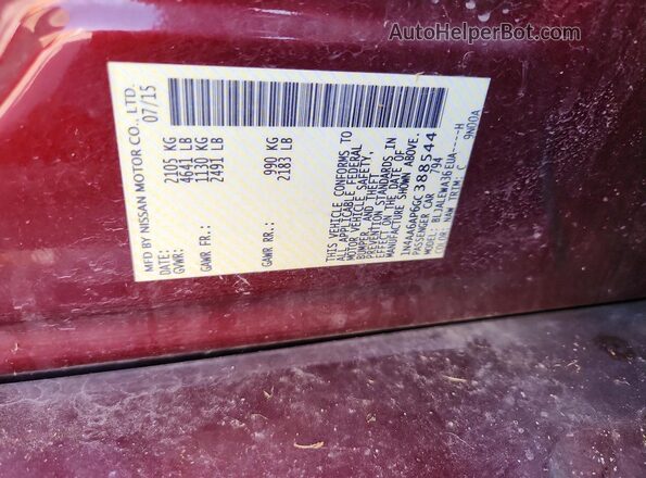 1N4AA6AP6GC388544 2016 NISSAN MAXIMA Gray VIN sticker view