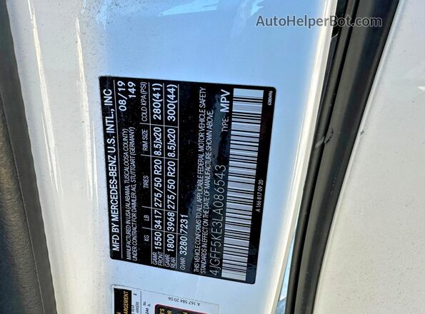 4JGFF5KE3LA086543 2020 MERCEDES-BENZ GLS White Rear interior view