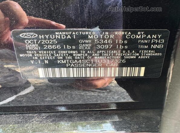 KMTGA4SC1TU317326 2026 GENESIS G80 Black Вид задньої частини салону