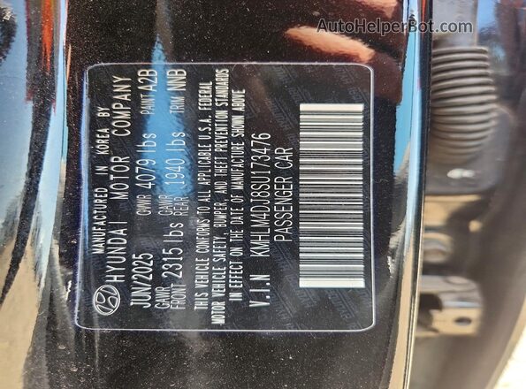 KMHLM4DJ8SU173476 2025 HYUNDAI ELANTRA Черный Вид наклейки с VIN-кодом