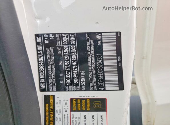 4JGDF6EE0KB234231 2019 MERCEDES-BENZ GLS White 360 interior view