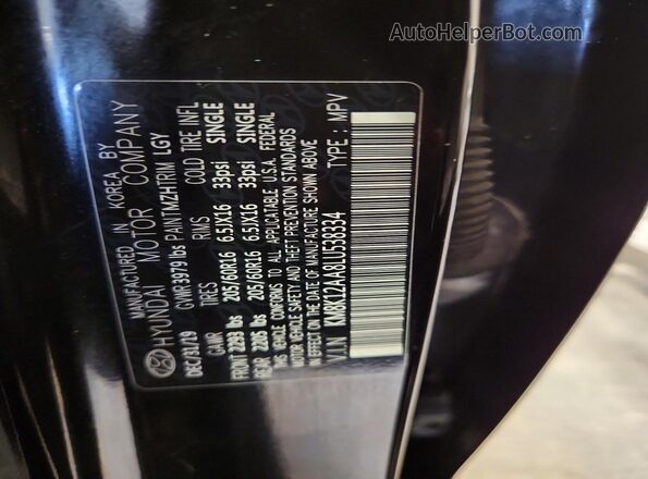 KM8K12AA8LU538334 2020 HYUNDAI KONA Black Widok wnętrza 360 stopni