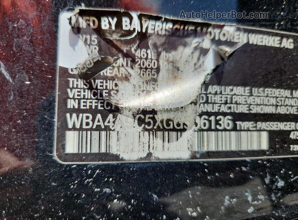 WBA4A9C5XGG506136 2016 BMW 4 SERIES Black Widok naklejki z numerem VIN