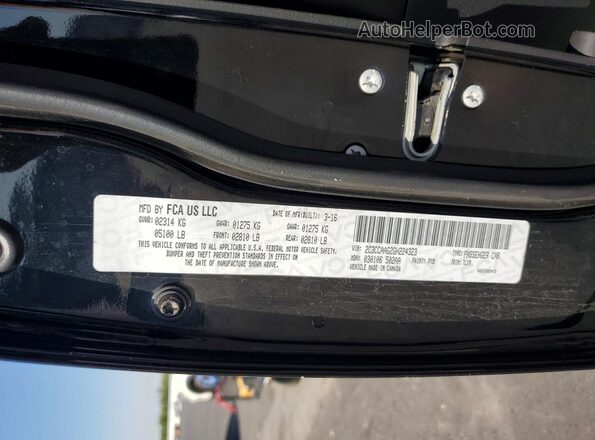 2C3CCAAG2GH224323 2016 CHRYSLER 300 Black Widok naklejki z numerem VIN