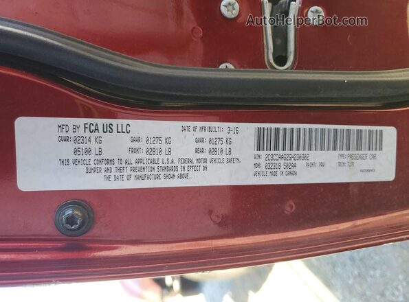 2C3CCAAG2GH230302 2016 CHRYSLER 300 Maroon Widok komory silnika