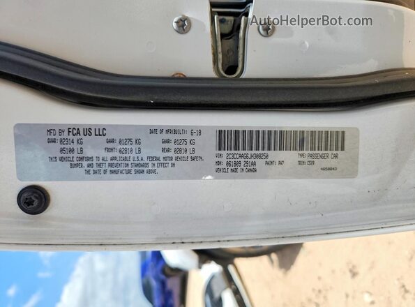 2C3CCAAG6JH308250 2018 CHRYSLER 300 White Vista de la etiqueta del VIN