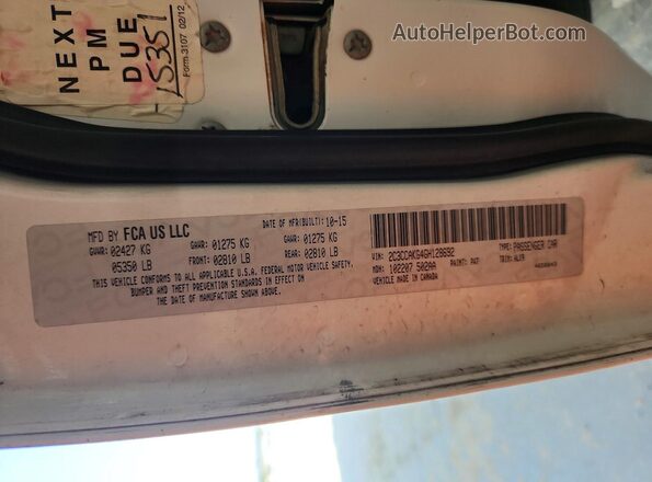 2C3CCAKG4GH128692 2016 CHRYSLER 300 Белый Вид наклейки с VIN-кодом