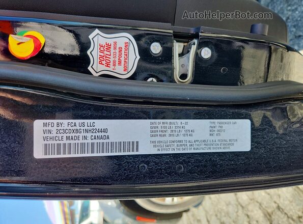 2C3CDXBG1NH224440 2022 DODGE CHARGER Black ძრავის განყოფილების ხედი