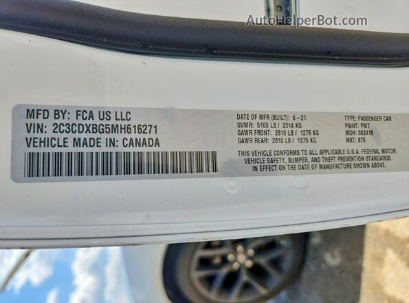 2C3CDXBG5MH616271 2021 DODGE CHARGER Белый Вид подкапотного пространства