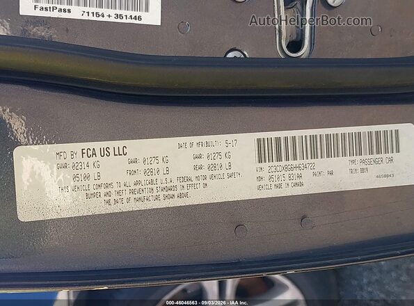 2C3CDXBG6HH634722 2017 DODGE CHARGER Black Engine compartment view