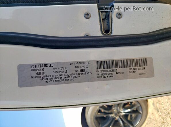 2C3CDXBG7GH359117 2016 DODGE CHARGER White Вид підкапотного простору