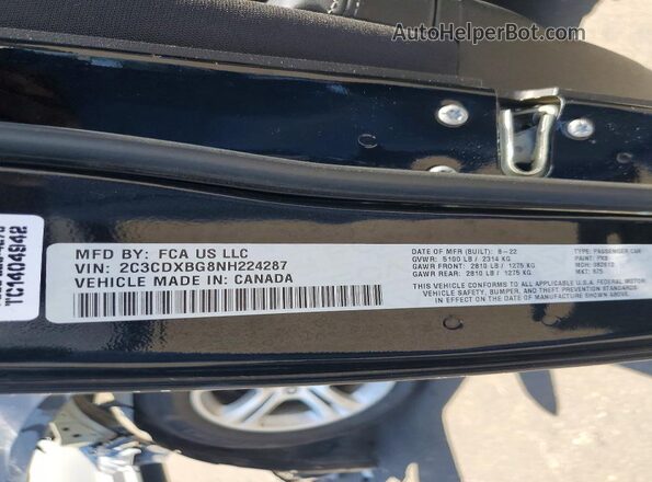2C3CDXBG8NH224287 2022 DODGE CHARGER Black ძრავის განყოფილების ხედი