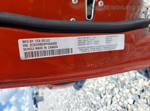 2C3CDXBGXPH636293 2023 DODGE CHARGER Orange VIN sticker view
