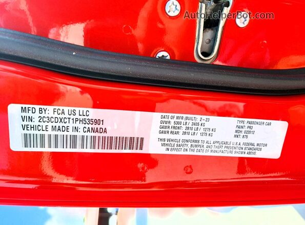 2C3CDXCT1PH535901 2023 DODGE CHARGER Красный Вид подкапотного пространства
