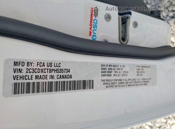 2C3CDXCT8PH535734 2023 DODGE CHARGER White Вид підкапотного простору