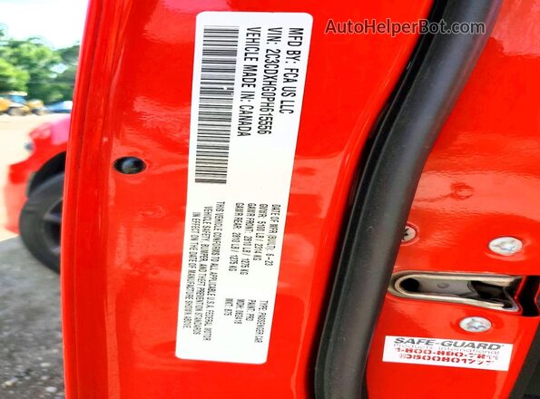 2C3CDXHG0PH615556 2023 DODGE CHARGER Red Widok naklejki z numerem VIN