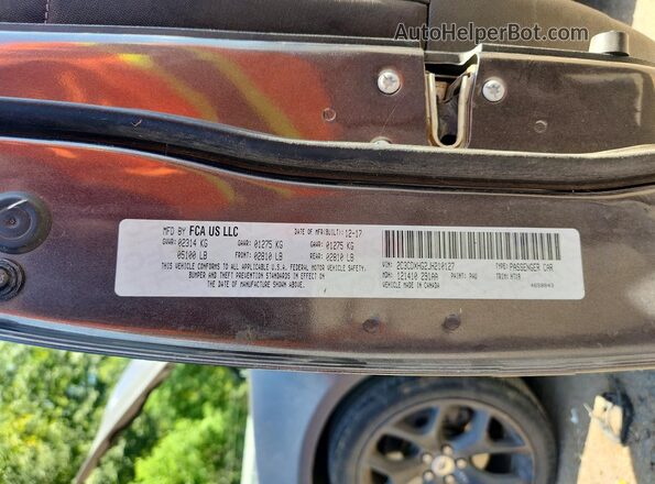 2C3CDXHG2JH210127 2018 DODGE CHARGER Угольный Вид наклейки с VIN-кодом