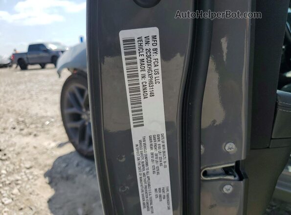 2C3CDXHGXPH631148 2023 DODGE CHARGER Gray Widok naklejki z numerem VIN