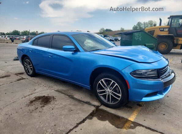 2C3CDXJG2KH547053 2019 DODGE CHARGER Синий Передняя правая четверть