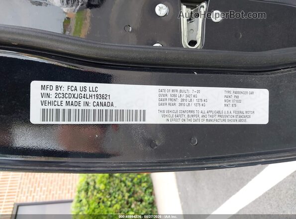 2C3CDXJG4LH193621 2020 DODGE CHARGER Black Vista del compartimento del motor