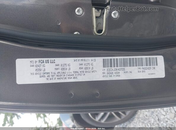 2C3CDXJG9KH637235 2019 DODGE CHARGER Gray Engine compartment view