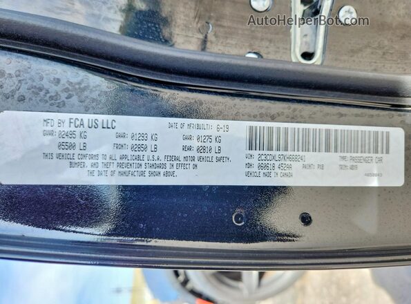 2C3CDXL97KH668241 2019 DODGE CHARGER Черный Вид подкапотного пространства