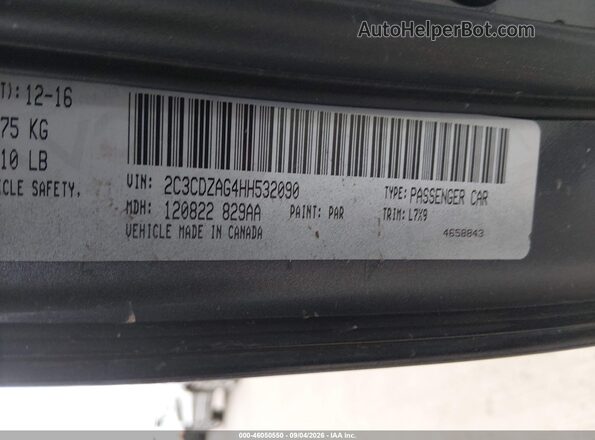 2C3CDZAG4HH532090 2017 DODGE CHALLENGER Серый Вид подкапотного пространства