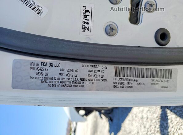 2C3CDZBT0KH654707 2019 DODGE CHALLENGER Белый Вид подкапотного пространства