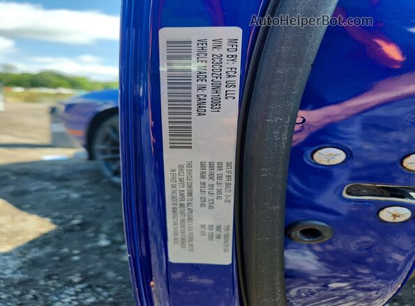 2C3CDZFJ0NH100631 2022 DODGE CHALLENGER Blue Շարժիչի բաժամունքի տեսք