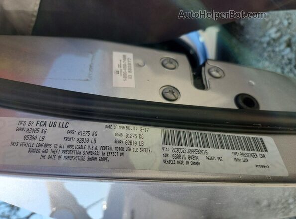 2C3CDZFJ2HH592616 2017 DODGE CHALLENGER Silver Engine compartment view