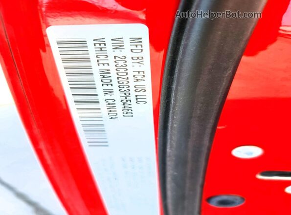2C3CDZGG3PH544690 2023 DODGE CHALLENGER Red VIN sticker view